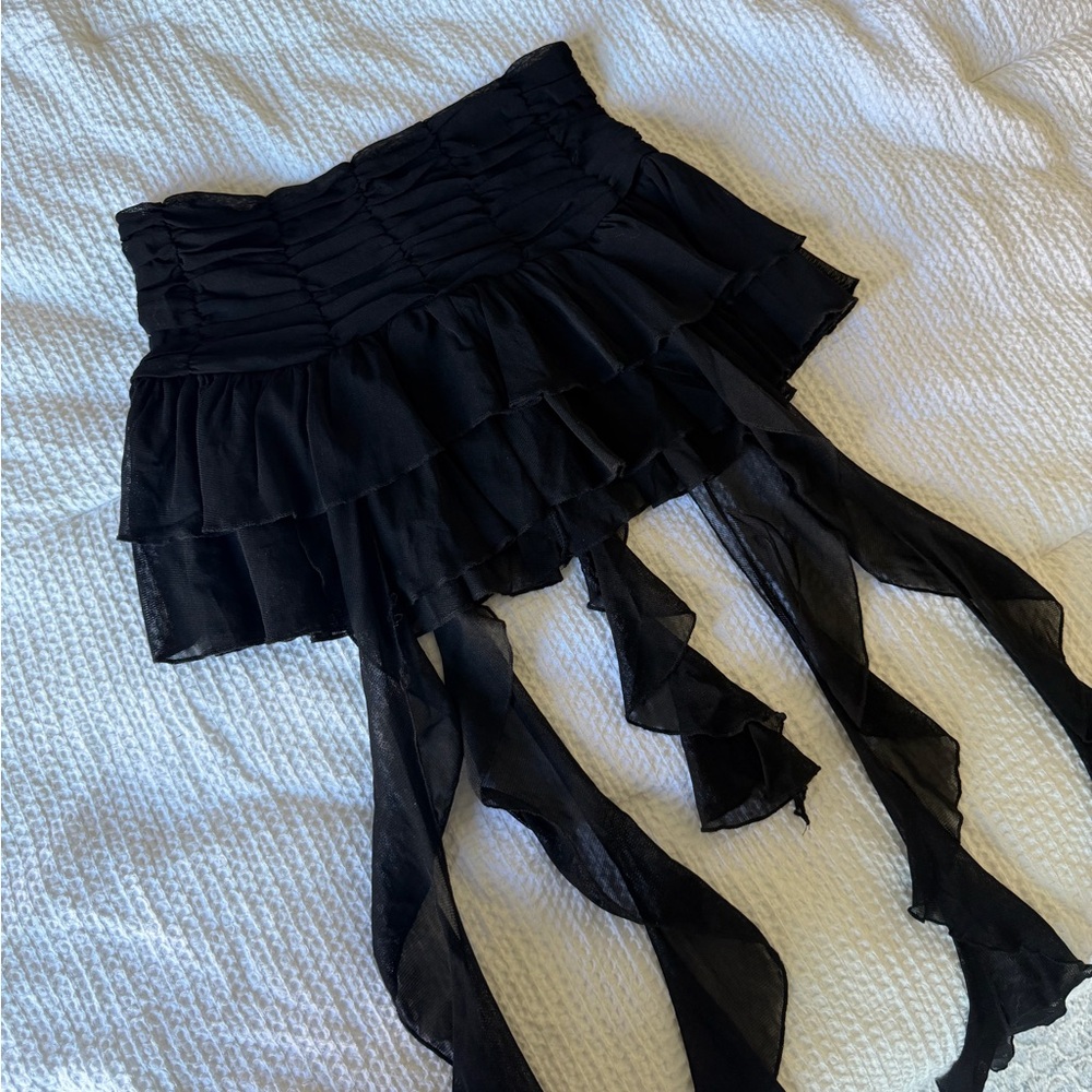 Urban Outfitters Ruffled Black Layered Mesh Skirt